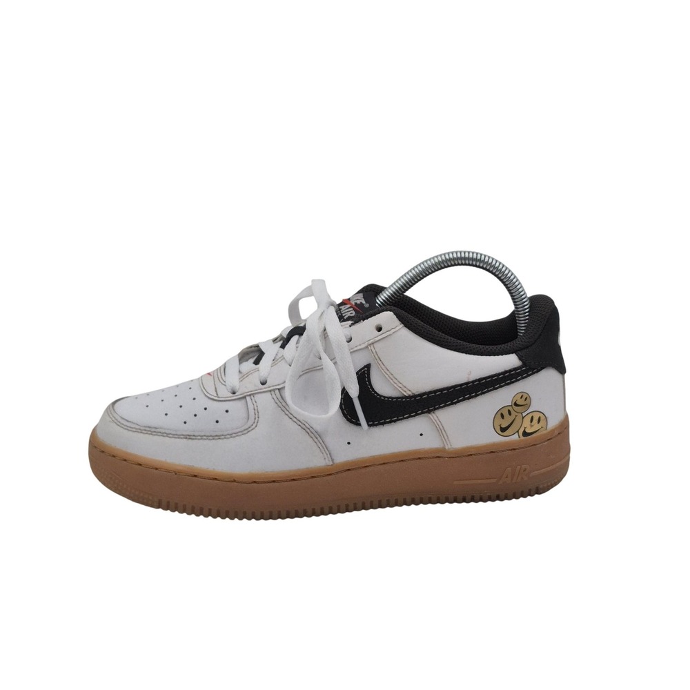 Nike Air Force 1 Low Shoes Mens Size 7Y White Black Gum Smile Face DD5854-100